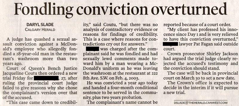 Assault Offences: Fondling Conviction Overturned